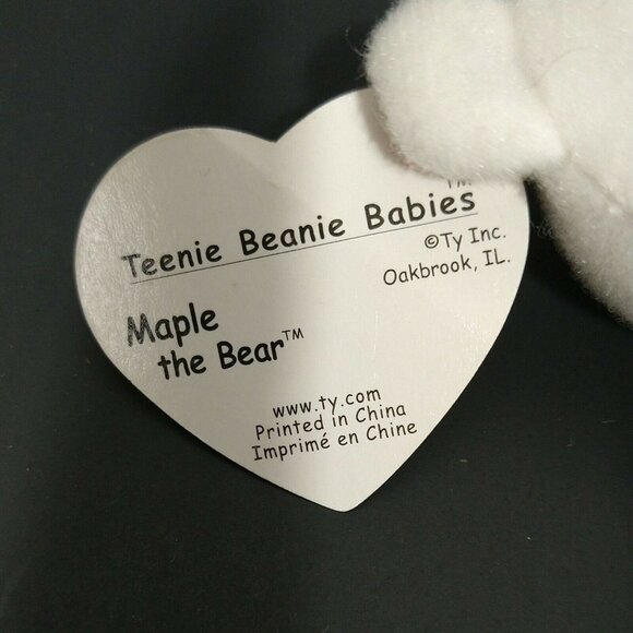 Ty Teenie Beanie Canada Maple The Bear Teddy 6 inch White Red with Hang Tag - Picture 4 of 6